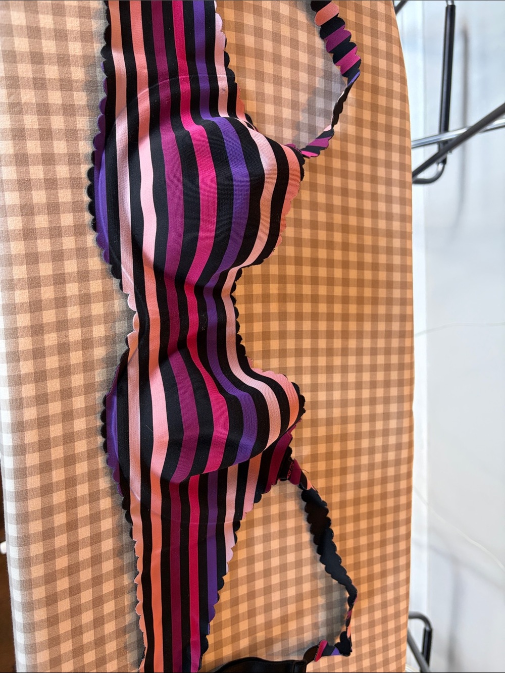 Striped Pink Purple and Black T-Shirt Bra